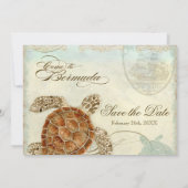 Bermuda Zeeschildpad Moderne Kust Oceaan Strand Save The Date (Achterkant)