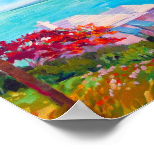 Bermudaparadijs van pastelpinks en zee blues poster (Hoek)