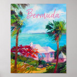 Bermudaparadijs van pastelpinks en zee blues poster