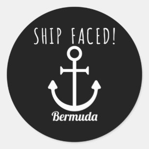 Bermudaschip met gezicht of ronde sticker
