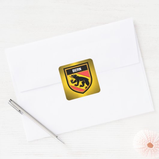 Bern Flag Vierkante Sticker (Envelop)