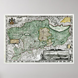 Bern - Kaart 1636 Poster