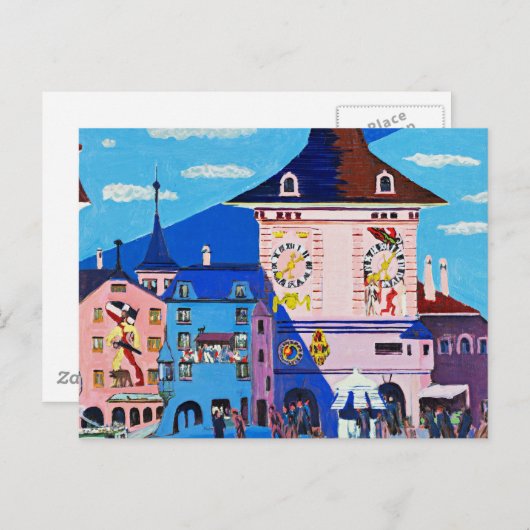 Bern met klokkentoren door Ernst Ludwig Kirchner Briefkaart (Voorkant / Achterkant)