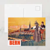 Bern, Panorama, Zwitserland, vintage-reis Briefkaart (Voorkant / Achterkant)