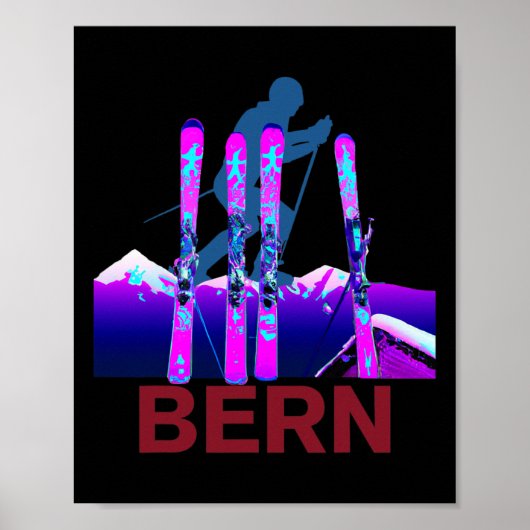 Bern Skiën en Snowboarden Retro jaren 90 Bern Ski Poster (Voorkant)