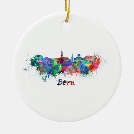 Bern skyline in watercolor keramisch ornament (Voorkant)