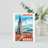 Bern, stadskathedraal, Zwitserland, vintage-reis Briefkaart (Staand voorkant)