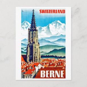 Bern, stadskathedraal, Zwitserland, vintage reis Briefkaart