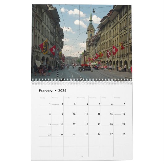 Bern Zwitserland 2026 Kalender (Feb 2026)