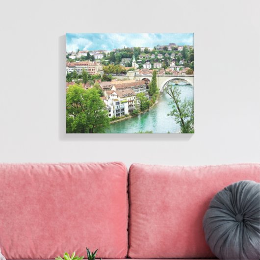 Bern Zwitserland Aare River Photo Canvas Afdruk (Insitu (Woonkamer))