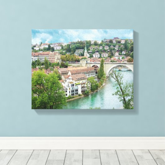 Bern Zwitserland Aare River Photo Canvas Afdruk (Insitu (Houten vloer))