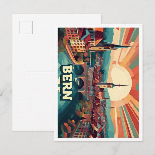 Bern Zwitserland artistiek kleurrijk Briefkaart (Voorkant / Achterkant)