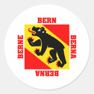 Bern Zwitserland Kanton Vlag Ronde Sticker