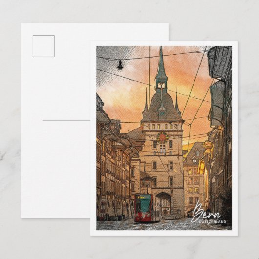 Bern Zwitserland Mooie kleur potlood stad Briefkaart (Voorkant / Achterkant)