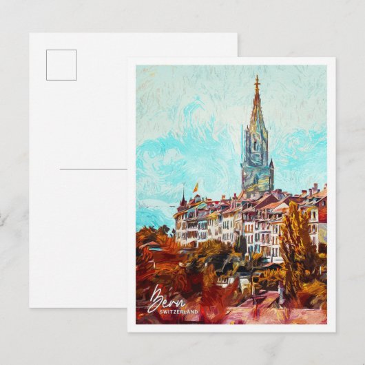 Bern Zwitserland Mooie olieverfstad Briefkaart (Voorkant / Achterkant)