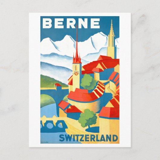 Bern, Zwitserland, Reisposter Briefkaart (Voorkant)