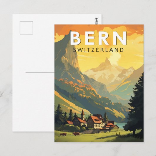 Bern Zwitserland Reizen Kunst Vintage Briefkaart (Voorkant / Achterkant)