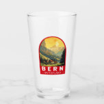 Bern Zwitserland Reizen Kunst Vintage Glas<br><div class="desc">Bern retro vector reisontwerp. Bern, de hoofdstad van Zwitserland, is gebouwd rond een boef in de Aare rivier.</div>
