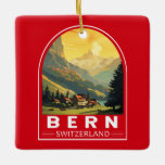 Bern Zwitserland Reizen Kunst Vintage Keramisch Ornament<br><div class="desc">Bern retro vector reisontwerp. Bern,  de hoofdstad van Zwitserland,  is gebouwd rond een boef in de Aare rivier.</div>