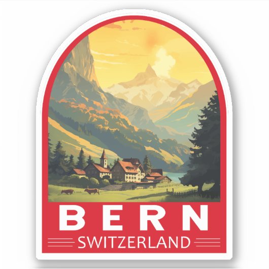 Bern Zwitserland Reizen Kunst Vintage Sticker (Voorkant)