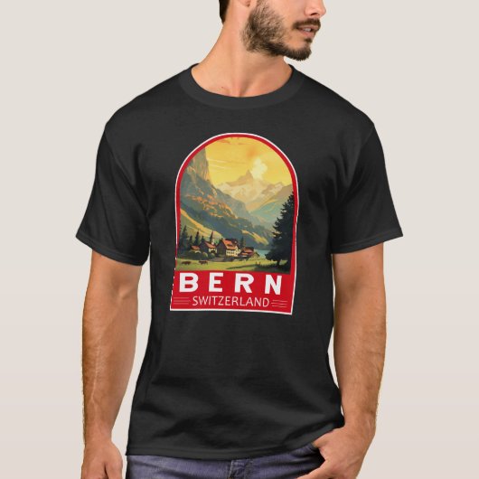 Bern Zwitserland Reizen Kunst Vintage T-shirt (Voorkant)