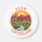 Bern Zwitserland Retro Noodcirkel Magneet (Voorkant)