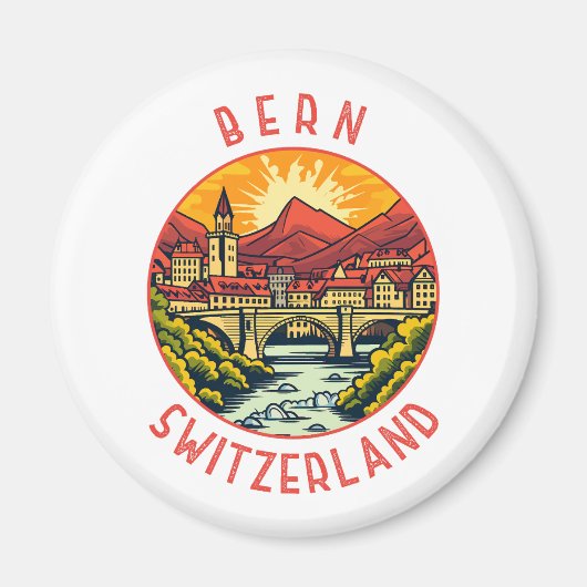 Bern Zwitserland Retro Noodcirkel Magneet (Voorkant)