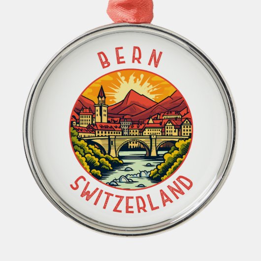 Bern Zwitserland Retro Noodcirkel Metalen Ornament (Voorkant)