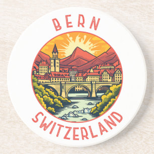 Bern Zwitserland Retro Noodcirkel Zandsteen Onderzetter