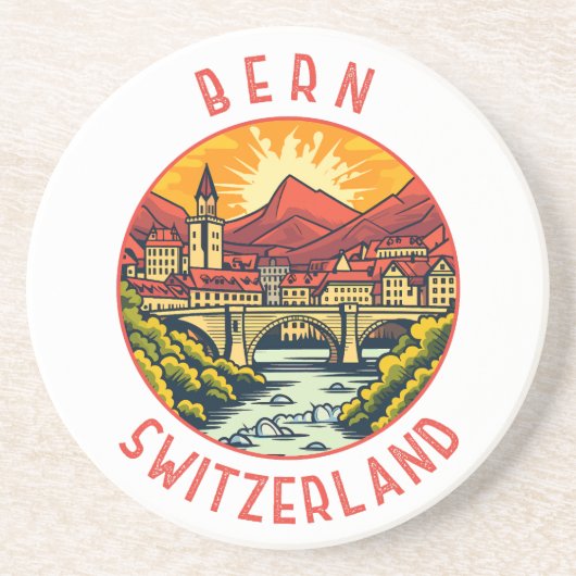 Bern Zwitserland Retro Noodcirkel Zandsteen Onderzetter (Voorkant)