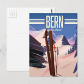 Bern zwitserland ski poster briefkaart (Voorkant / Achterkant)