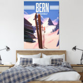 Bern Zwitserland ski poster Canvas Afdruk (Insitu (Slaapkamer))