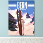 Bern Zwitserland ski poster Canvas Afdruk (Insitu (Houten vloer))