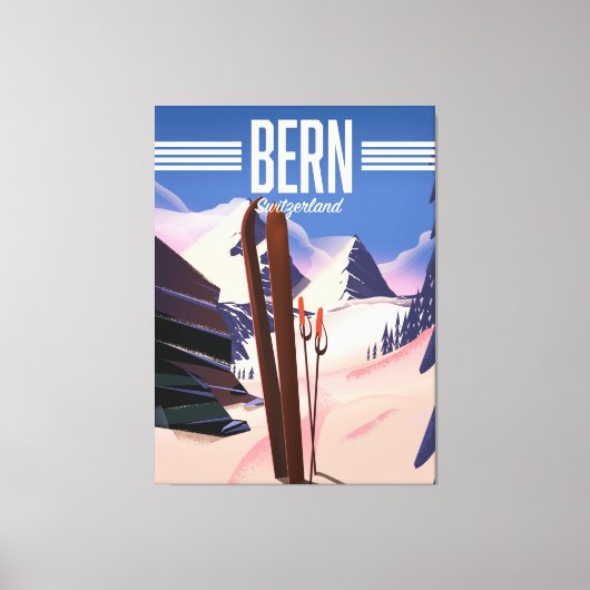 Bern Zwitserland ski poster Canvas Afdruk (Voorkant)