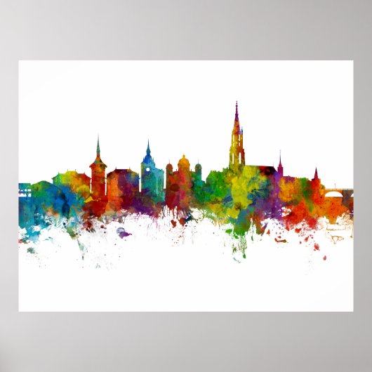 Bern Zwitserland Skyline Poster (Voorkant)