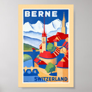 Bern Zwitserland Vintage Reisposter Gerestaureerd Poster