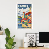 Bern Zwitserland Vintage Reisposter - Ingelijst Poster (Thuiskantoor)
