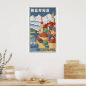 Bern Zwitserland Vintage Reisposter - Ingelijst Poster (Keuken)