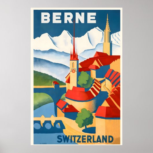 Bern Zwitserland Vintage Reisposter Poster (Voorkant)