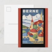 Bern Zwitserland Vintage Travel Poster Briefkaart (Voorkant / Achterkant)