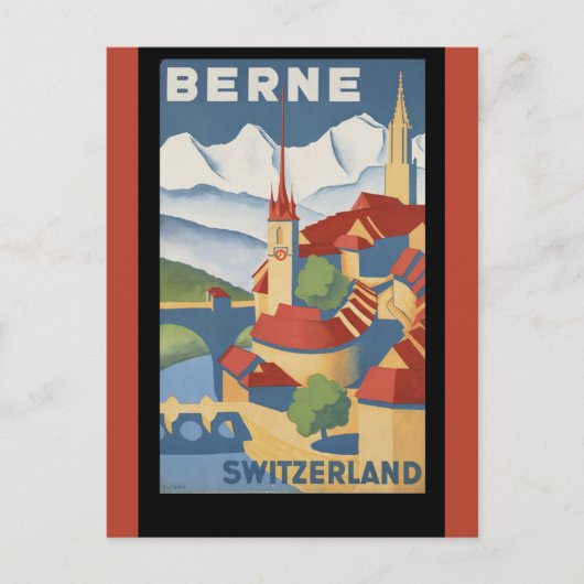 Bern Zwitserland Vintage Travel Poster Briefkaart (Voorkant)