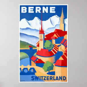 Bern Zwitserland Vintage Travel Poster teruggezet