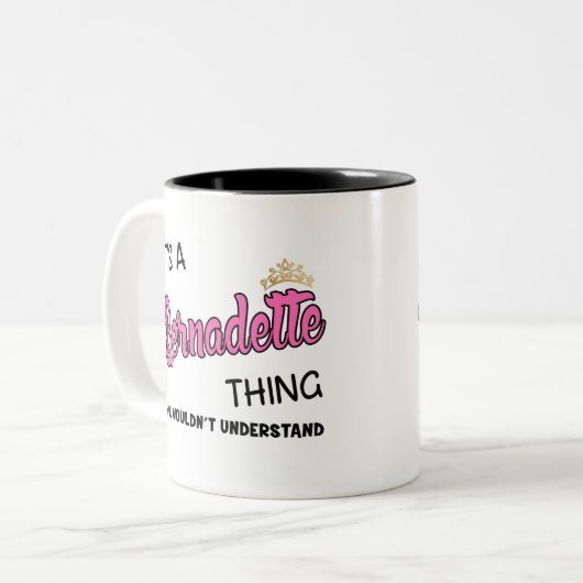 Bernadette ding dat je niet zou begrijpen tweekleurige koffiemok (Voorkant links)