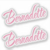 Bernadette-naam in roze cursief script x2 sticker (Voorkant)