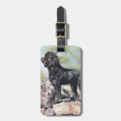 Bernadole hond op stenen bagagelabel (Voorkant verticaal)