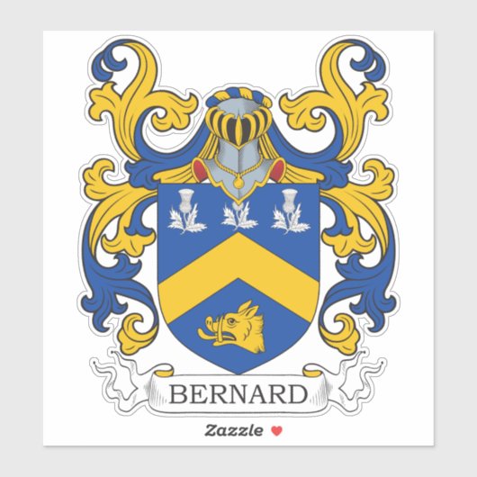 Bernard Family Crest Sticker (Vel)