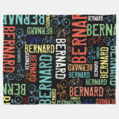 Bernard Herhalende Kleurrijke Namen en Fietsen Fleece Deken (Voorkant (Horizontaal))