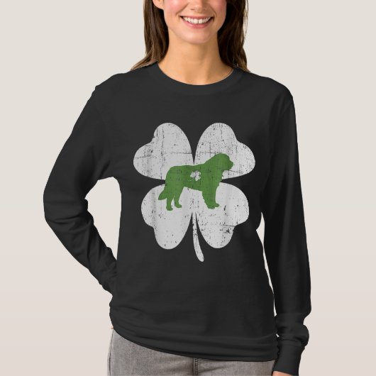 Bernard St Patricks Day Lover Irish Shamrock Dog L T-shirt (Voorkant)
