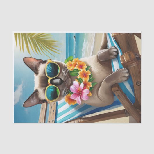 Bernard Surf & Zand, Strand Siamese Kat Tissuepapier (Voorkant)