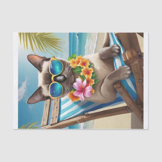Bernard Surf & Zand, Strand Siamese Kat Tissuepapier (Voorkant)